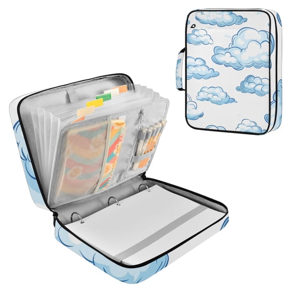 Blue Clouds Accordion File Organizer Expanding File Folder 3-Ring Binder Bag 500 Sheets A4 Size