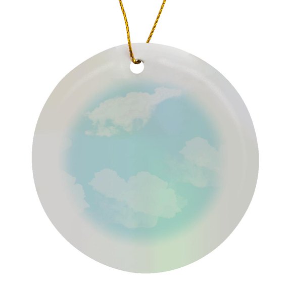 3drose, Blue Clouds, Circle Porcelain Ornament