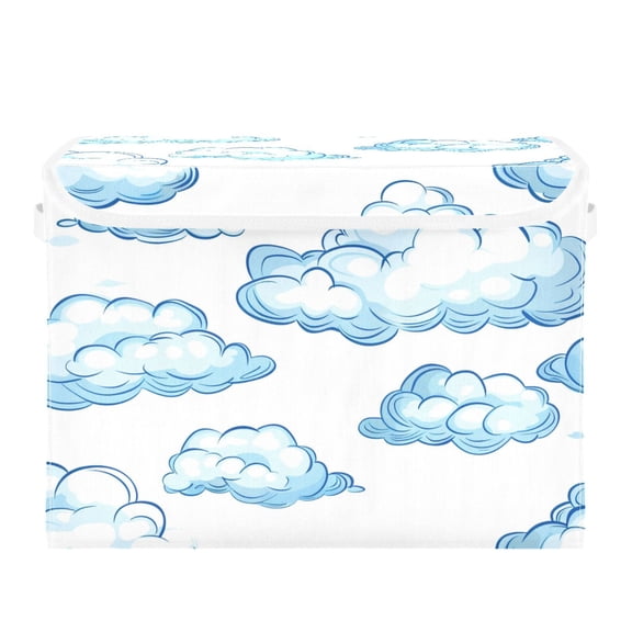Blue Clouds Foldable Storage Bin with Lid and Handle Collapsible Storage Box 16.5 x 12.6 x 11.8 inches