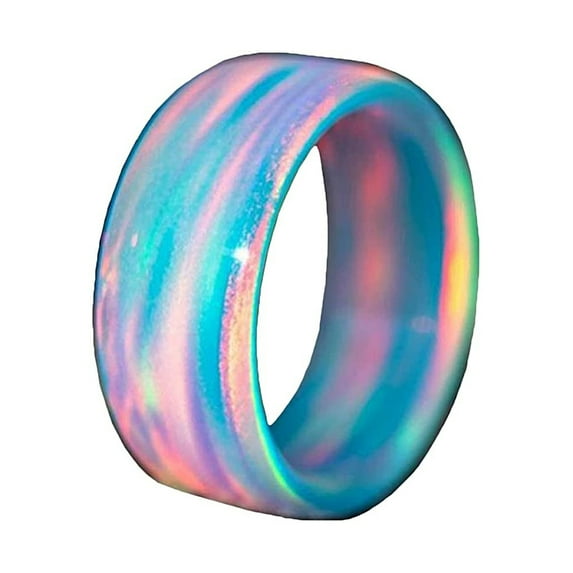 Blue Clouds Ring Opal Ring Colorful Chunky Rings Bands Women's Beach Jewelry