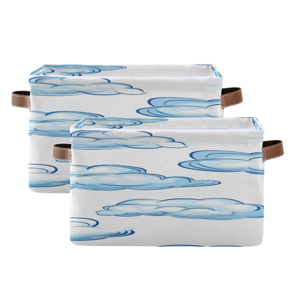 Blue Clouds Square Storage Bins with Handles Collapsible Containing Box 2 Packs