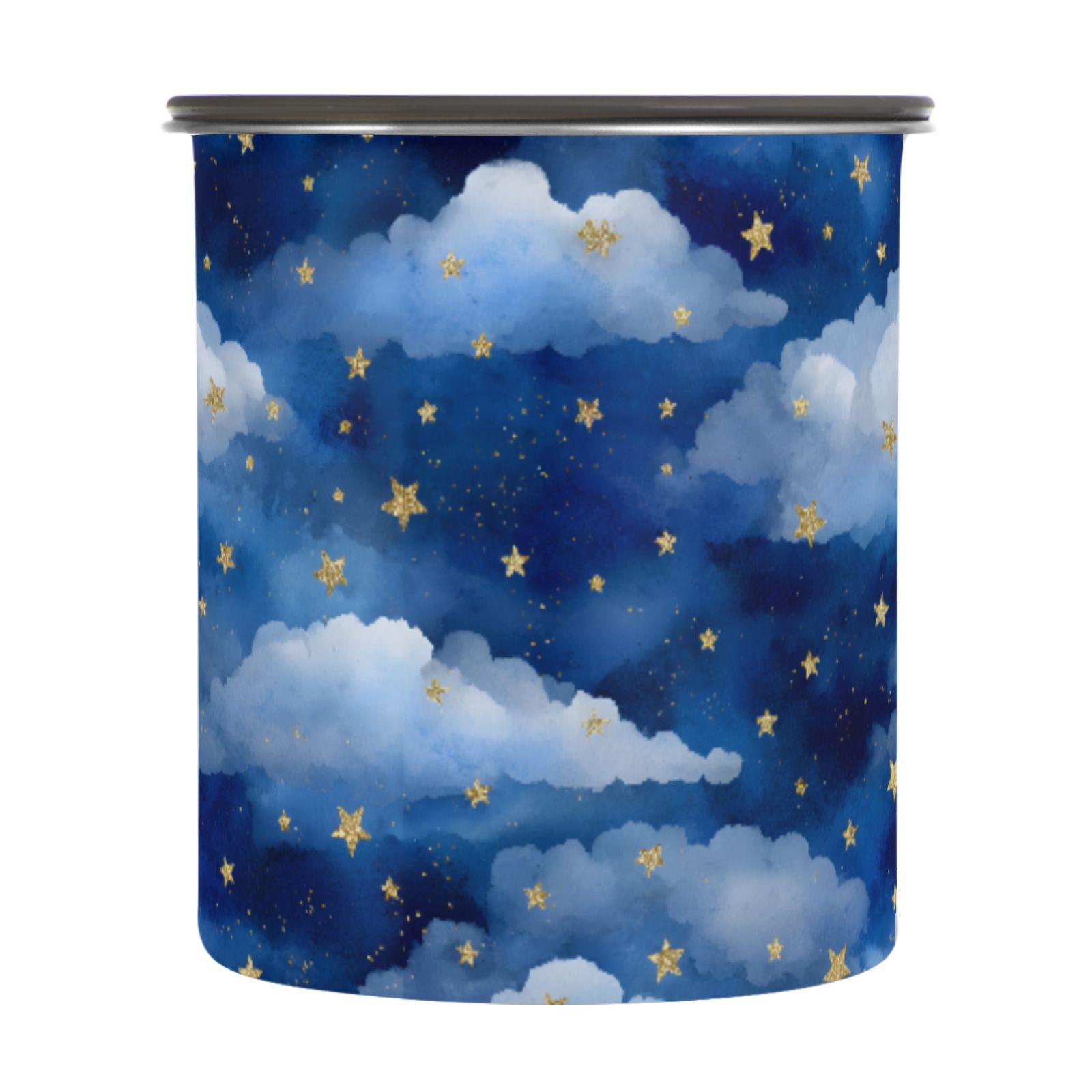 Blue Clouds Stars Airtight Coffee Bean Canister 30oz Food Storage Containers with Lids For Gournd, Tea, Sugar, Flour, Rice, Cereal, Candy Cookie Jar