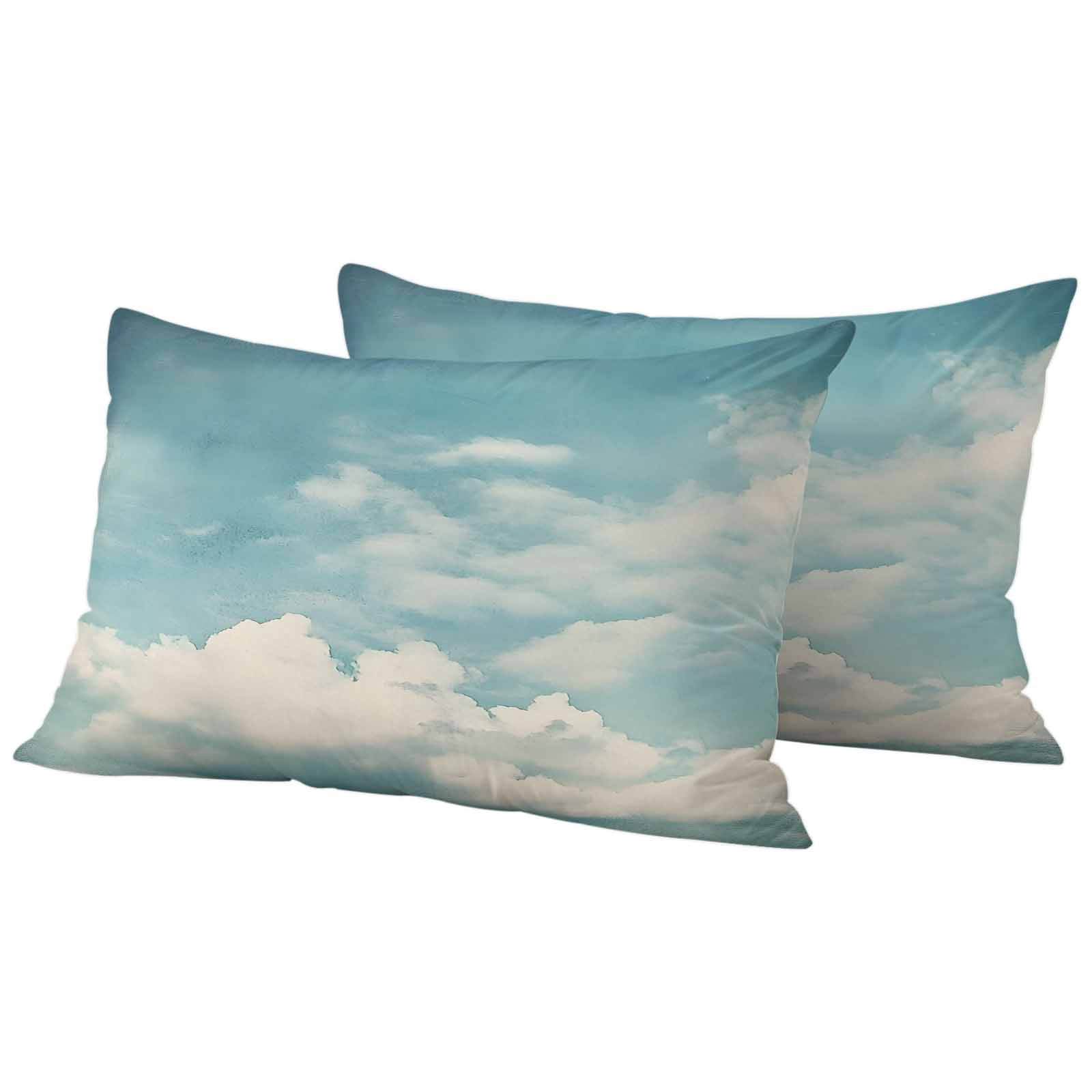 Blue Cloudy Sky Outdoor Waterproof Pillow Covers, Modern Vintage Nature ...