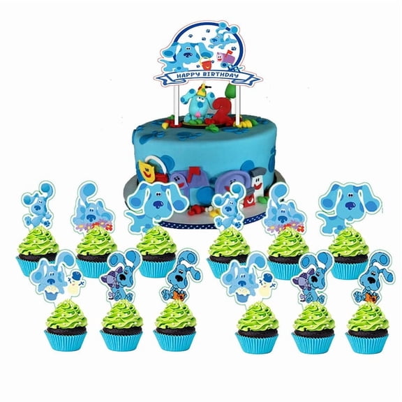 Blue Clues Cake Topper Cupcake Set Party Supplies Decoration Birthday Decor Kit