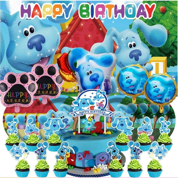 Blue Clues Party Supplies Decor Tableware Backdrop Banner Cake Topper Balloons Birthday Decorations