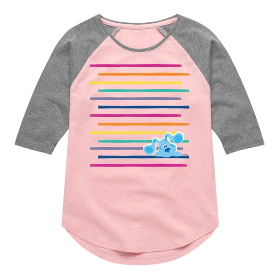 Blue Clues & You! - Blue Rainbow Lines - Toddler And Youth Girls Raglan Graphic T-Shirt