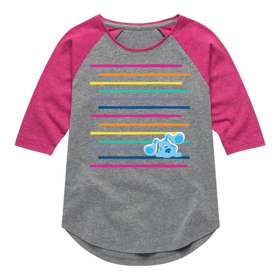 Blue Clues & You! - Blue Rainbow Lines - Toddler And Youth Girls Raglan Graphic T-Shirt