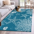 thumbnail image 1 of Blue Coastal Area Rug 4x6 Washable Rug Non Slip Starfish Coral Summer Beach Ocean Large Area Rug Indoor Floor Carpet for Entryway Bedroom Kitchen Living Room Home Office Dining Room Nursery, 1 of 8