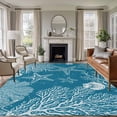 thumbnail image 1 of Blue Coastal Area Rug 6x9 Washable Rug Non Slip Starfish Coral Summer Beach Ocean Large Area Rug Soft Stainresistant Indoor Floor Carpet for Living Room Bedroom Home Office Dining Room Nursery, 1 of 8