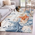 thumbnail image 1 of Blue Coastal Area Rugs 2.7'x5', Washable Small Throw Rugs for Kitchen Bedroom, Summer Beach Starfish Weeping Eucalyptus Wooden Indoor Outdoor Rug Non-Slip Low Pile Carpet Runner Reversible Floor Mats, 1 of 8
