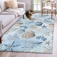 thumbnail image 1 of Blue Coastal Area Rugs 3'x5', Washable Small Throw Rugs for Living Room Bedroom, Country Nautical Starfish Coral Seashells Indoor Outdoor Rug Non-Slip Low Pile Carpet Runner Reversible Floor Mats, 1 of 8