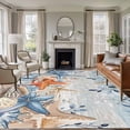 thumbnail image 1 of Blue Coastal Area Rugs 6'x9', Small Throw Rugs for Kitchen Dining room, Summer Beach Starfish Weeping Eucalyptus Vintage Indoor Outdoor Rug Non-Slip Low Pile Carpet Runner Reversible Floor Mats, 1 of 8