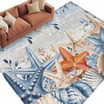 thumbnail image 1 of Blue Coastal Area Rugs Collection 5'x8', Summer Beach Starfish Weeping Eucalyptus Vintage Non Slip Indoor Rectangle Throw Runner Rug Floor Mat Carpet for Living Room Dining Table Bedroom Nursery, 1 of 9