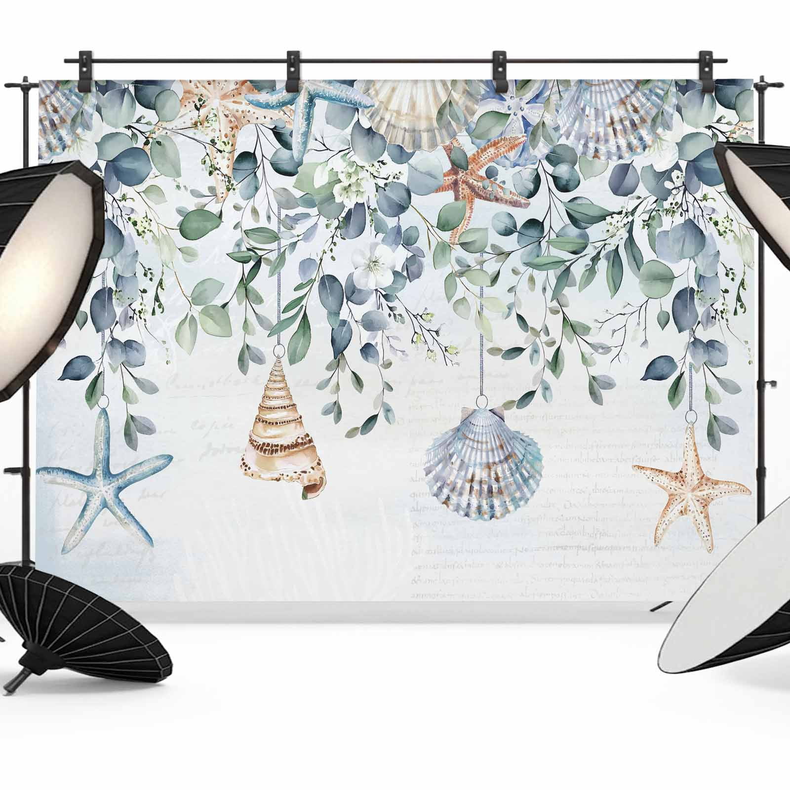 10x8ft photo backdrop, starfish coastal soft polyester... Blue Coastal Backdrop for Photography,Fabric Photo Background Backdrop ...