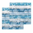 thumbnail image 1 of Blue Coastal Beach Kitchen Dish Towels for Drying Dishes Set of 2, Nautical Starfish Coral Vintage Wooden Waffle Weave Microfiber Hand Tea Bathroom Towels Quick Dry & Absorbent Towel 12x12, 1 of 7