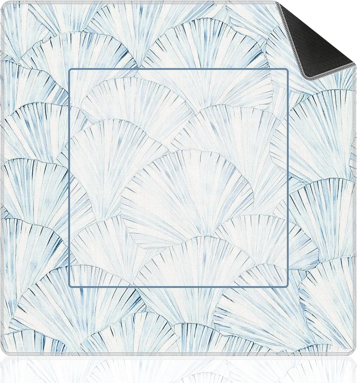 Blue Coastal Beach Mahjong Mat for Table 31.5x31.5, Gifts for Mahjong Players, Nautical Starfish Coral Non-Slip Noise Reduction Mahjong Table Mat, Blue Beach Gifts Decor for Women