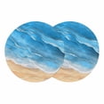 thumbnail image 1 of Blue Coastal Beach Round 13 Inch Placemats Set of 2, Summer Nautical Ocean Beige Seaside HeatResistant Non Slip Place Mats for Dining Table, Wipeable Braided Kitchen Table Mats for Housewarming, 1 of 9
