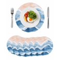 thumbnail image 1 of Blue Coastal Beach Round 13 Inch Placemats Set of 6, Modern Oil Painting Nautical HeatResistant Non Slip Place Mats for Dining Table, Wipeable Braided Kitchen Table Mats for Housewarming, 1 of 9