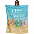 thumbnail image 1 of Blue Coastal Beach Throw Blankets, Slippers Starfish Shell Soft Fleece Blanket Decorative for Home Sofa Couch Chair Living Bedroom, 32x48 Inches,, 1 of 8