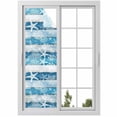 thumbnail image 1 of Blue Coastal Beach Window Privacy Film, Nautical Starfish Coral Vintage Wooden Static Cling UV Sun Blocking Heat Control Window Tint Day and Night, Non-Adhesive One Way Privacy Cover 17.7''x78.7'', 1 of 7