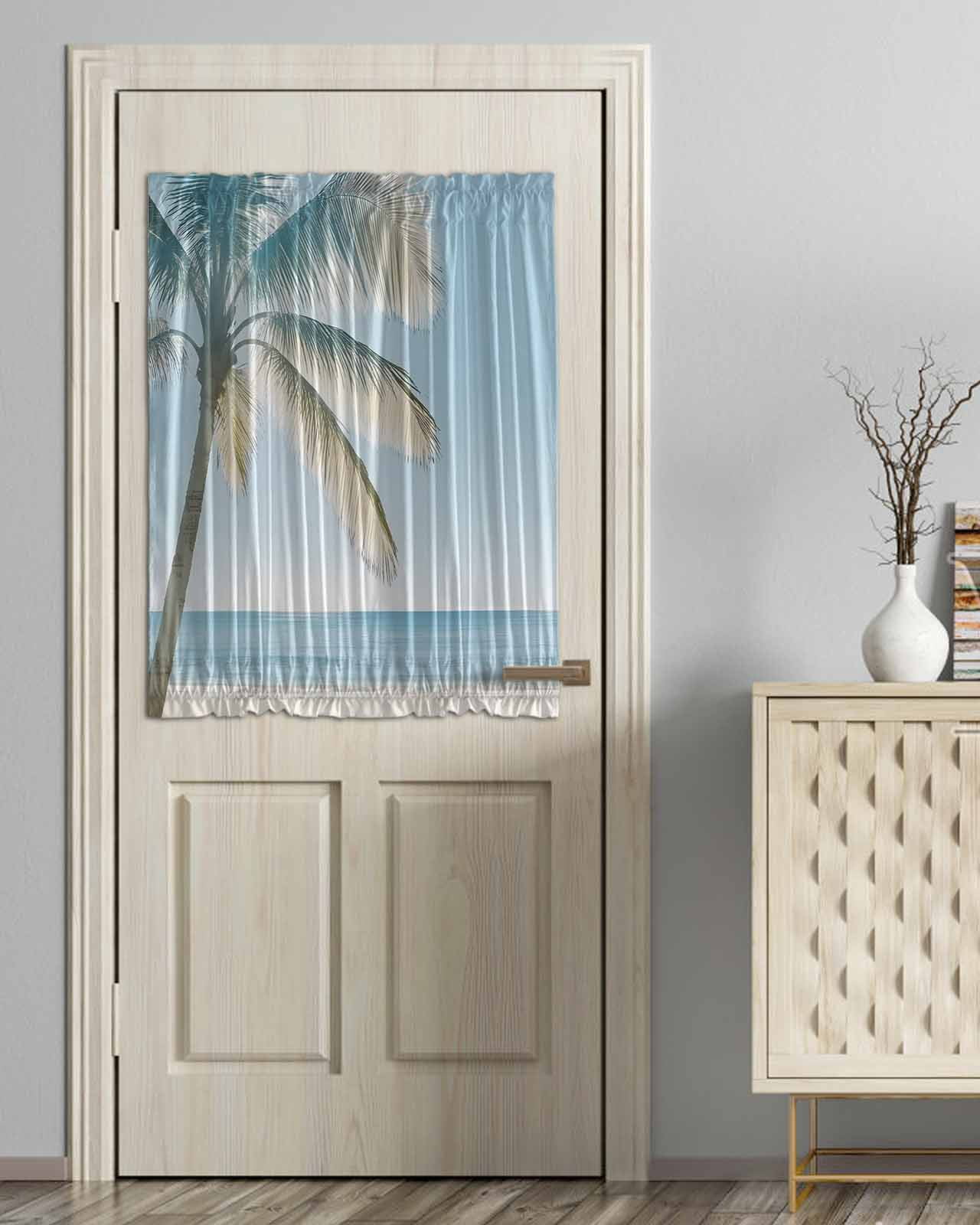 Blue Coastal Blackout Door Curtains for French, Glass,Front, Back ...