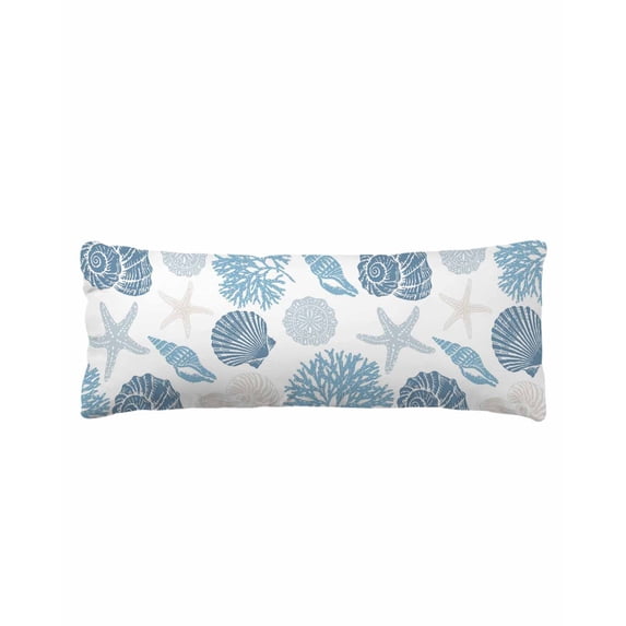 Blue Coastal Body Pillow Cover 20 x 54 Inch Decorative Pillow Cover Shell Starfish Coral Nautical Summer Beach Lumbar Pillowcase Seasonal Rectangle Cushion Case for Couch Sofa Bed Living Room