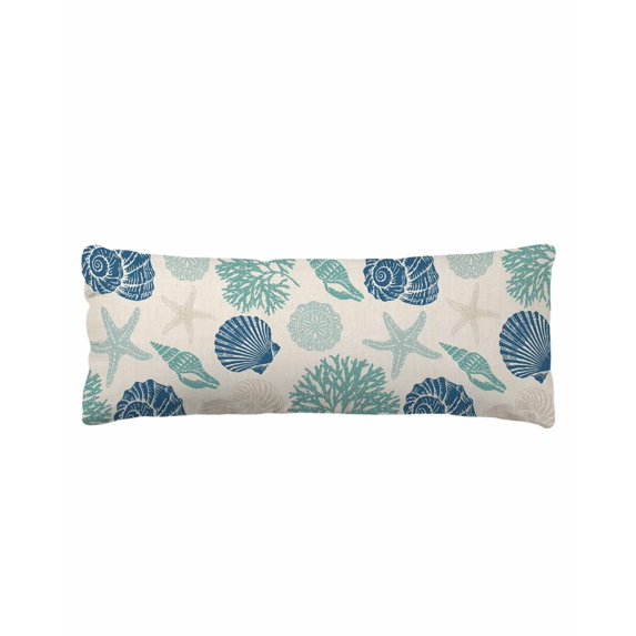 Blue Coastal Body Pillow Cover 20 x 60 Inch Decorative Pillow Cover Starfish Shell Coral Summer Beach Rustic Lumbar Pillowcase Seasonal Rectangle Cushion Case for Couch Sofa Bed Living Room