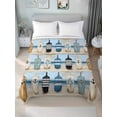 thumbnail image 1 of Blue Coastal California King Size Flat Sheet, Wrinkleproof & Fadeproof Cooling Flat Bed Sheet Only, Ocean Nautical Anchor Wood Barn Beach Breathable Soft Bedding Top Sheets 108 x 98 Inches, 1 of 8