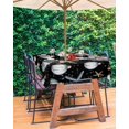 thumbnail image 1 of Blue Coastal Christmas Outdoor Tablecloth - 60x102 Inch Rectangle Dining Table Cover, Xmas Balls Starfish Black Waterproof Outdoor Table Cloth with Umbrella Hole & Zipper for Picnic/Patio, 1 of 5