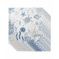 thumbnail image 1 of Blue Coastal Cloth Napkins Washable Set of 6, Summer Beach Turtle Coral Starfish Jellyfish Reusable Dinner Table Napkins Cloth Bulk for Weddings Kitchen Restaurants Hotel Events Parties 20 x 20 Inch, 1 of 9