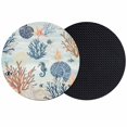 thumbnail image 1 of Blue Coastal Coasters Set of 2, Absorbent Coasters for Drinks, Summer Beach Coral Shell Starfish Seahorse Coaster for Desk Coffee Table Protection, Home Decor House Warming Gifts 4", 1 of 8