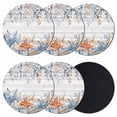 thumbnail image 1 of Blue Coastal Coasters Set of 6, Absorbent Coasters for Drinks, Summer Beach Starfish Weeping Eucalyptus Wooden Coaster for Desk Coffee Table Protection, Home Decor House Warming Gifts 4", 1 of 8