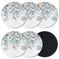 thumbnail image 1 of Blue Coastal Coasters Set of 6, Eucalyptus Leaves Summer Beach Starfish Absorbent Coasters for Drinks, Coaster for Bar Office Dining Coffee Table Accessories Decor, Non Slip Round Desk Coaster, 1 of 9