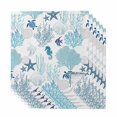 thumbnail image 1 of Blue Coastal Coral Cloth Napkins, Summer Ocean Sea Turtle Seahorse Washable and Reusable Dinner Napkins Set of 6, Table Napkin for Kitchen Party Birthday Wedding Hotel Housewarming 20"x20", 1 of 9