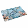 thumbnail image 1 of Blue Coastal Crab Doormat Outdoor Entrance 24"x36", Summer Beach Starfish Botanical Absorb Moisture Dirt Door Mats, Non-Slip Rubber Backing Floor Mats Indoor, Low-Profile Front Door Rugs, 1 of 9