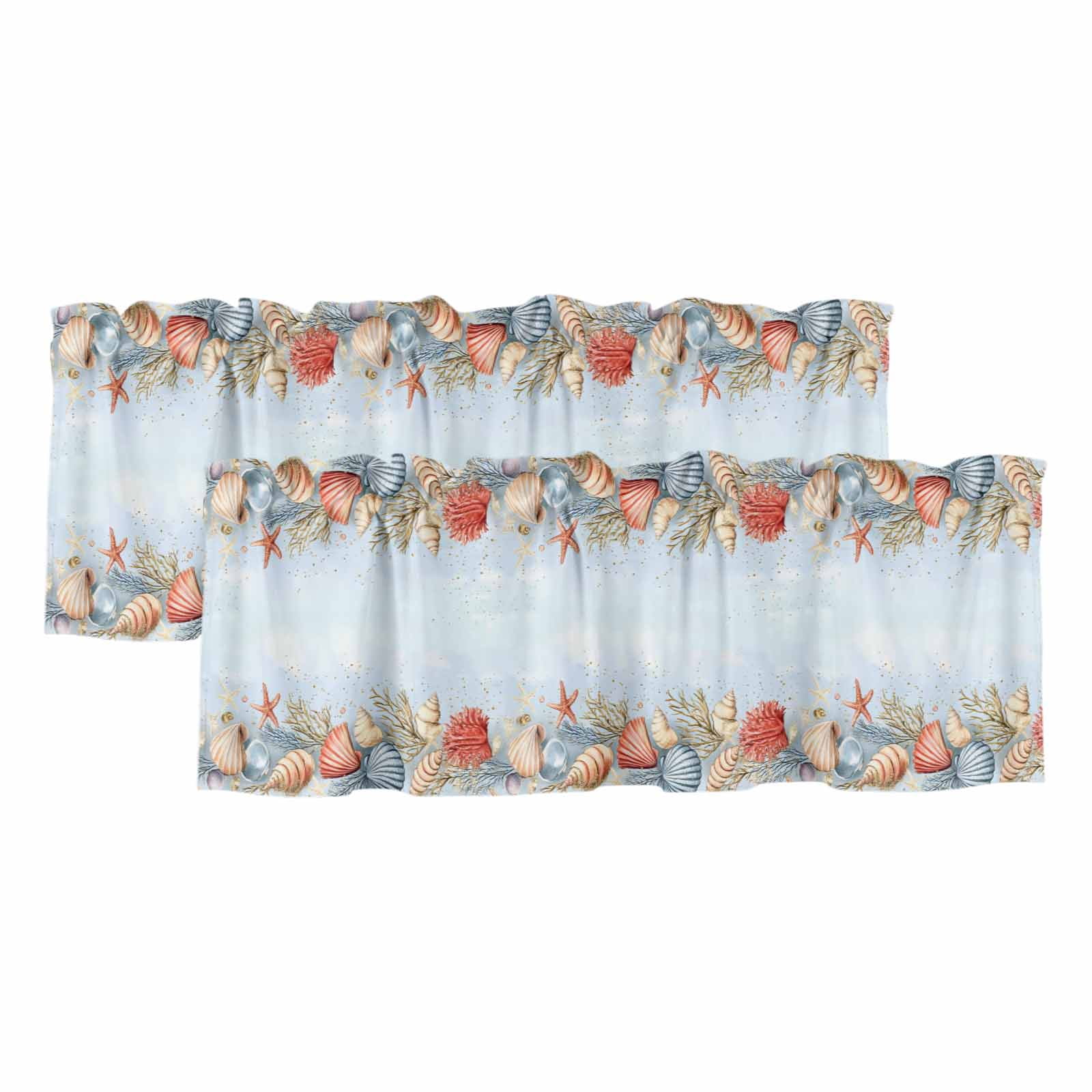 Blue Coastal Curtain Valances for Windows, Kitchen Valance Window ...