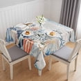 thumbnail image 1 of Blue Coastal Fall Table Cloth Waterproof Tablecloths, Thanksgiving Pumpkins Starfish Botanical Tablecloth Dining Table Cover for Kitchen Party Tabletop Outdoor, Square Tablecloth 54x54 Inch, 1 of 9