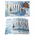 thumbnail image 1 of Blue Coastal Fish Placemats Set of 8 Summer Ocean Flower Stripe Coral Place Mats Indoor Wipeable Table Mats Washable Cloth Dining Table Placemats for Kitchen Holiday Party Home Decor 13x19 Inch, 1 of 9