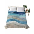 thumbnail image 1 of Blue Coastal Flat Sheets Only Queen Size, Soft Breathable Bed Top Sheets for Mattress, Summer Beach Nautical Abstract Art Luxury Bedding Flat Sheets for Home Hotel Bedroom Bed Protection, 1 of 9