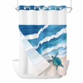 thumbnail image 1 of Blue Coastal No Hook Shower Curtain Waterproof, Bathroom Curtains with Snap in Liners and See Through Top Window, Sea Turtle Summer Beach Waves Nautical Hotel Style Bathtub Curtains Shower 60"Wx72"L, 1 of 8