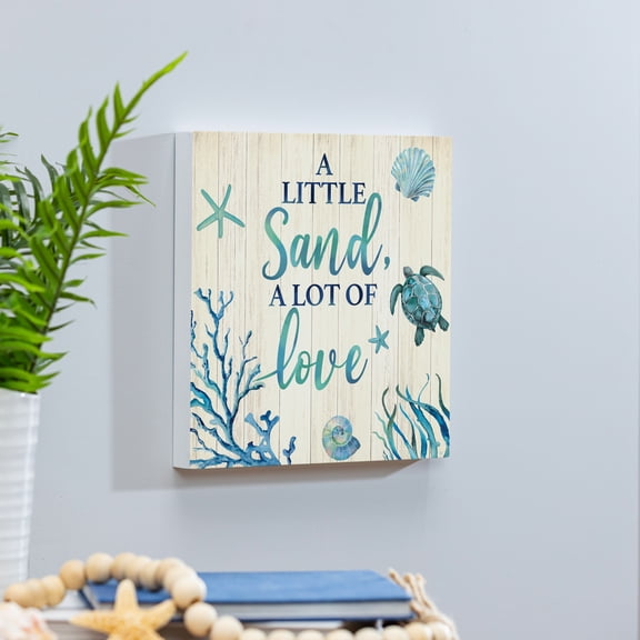 Blue Coastal Indoor Wall Decor, A Little Sand, 12" L x 12" H