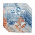 thumbnail image 1 of Blue Coastal Jellyfish Cloth Napkins, Nautical Marine Life Botanical Leaf Washable and Reusable Dinner Napkins Set of 6, Table Napkin for Kitchen Party Birthday Wedding Hotel Housewarming 20"x20", 1 of 9