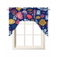thumbnail image 1 of Blue Coastal Kitchen Swag Valances for Windows, Watercolor Summer Ocean Seashells Conch Swag Valances Curtains for Living Room, Rod Pocket Window Treatments for Bathroom, Bedroom, Cafe, 56"x36", 1 of 6