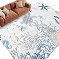 thumbnail image 1 of Blue Coastal Large Area Rugs for Bedroom Living Room, Soft Non Slip Carpet Bedside Rug, Summer Beach Turtle Coral Starfish Jellyfish Rectangular Floor Cover Kitchen Accent Rug 5'x7' for Office, 1 of 9