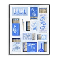 Blue Coastal Matchboxes Black Framed Giclee Art, design by Ziwei Li