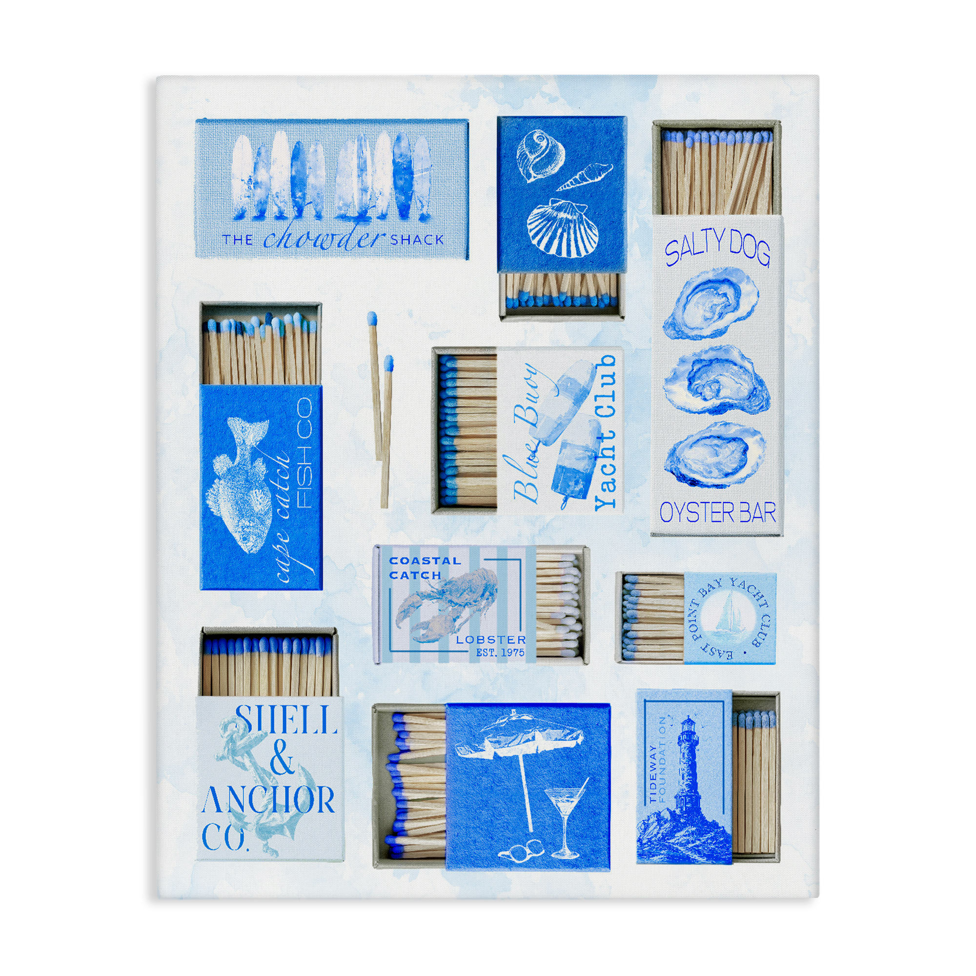 Blue Coastal Matchboxes Canvas Wall Art, design by Ziwei Li