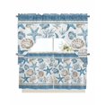 thumbnail image 1 of Blue Coastal Nautical Swag Valance and Tier Curtains 24'' Length Set, Summer Beach Starfish Shell Coral Light Filtering Kitchen Curtains, Tier Curtain Valances for Bathroom/Living Room/Bedroom/Café, 1 of 6