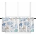 thumbnail image 1 of Blue Coastal Nautical Tier Curtains 24 Inch Length - 2 Panels, Rod Pocket Curtain Panels, Beach Sea Turtle Ocean Coral Starfish Window Treatment for Bedroom/Kitchen/Bathroom, 55W x 24L Inch, 1 of 5