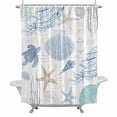 Blue Coastal Ocean Beach Themed Shower Curtain Set with Hooks, Sea ...