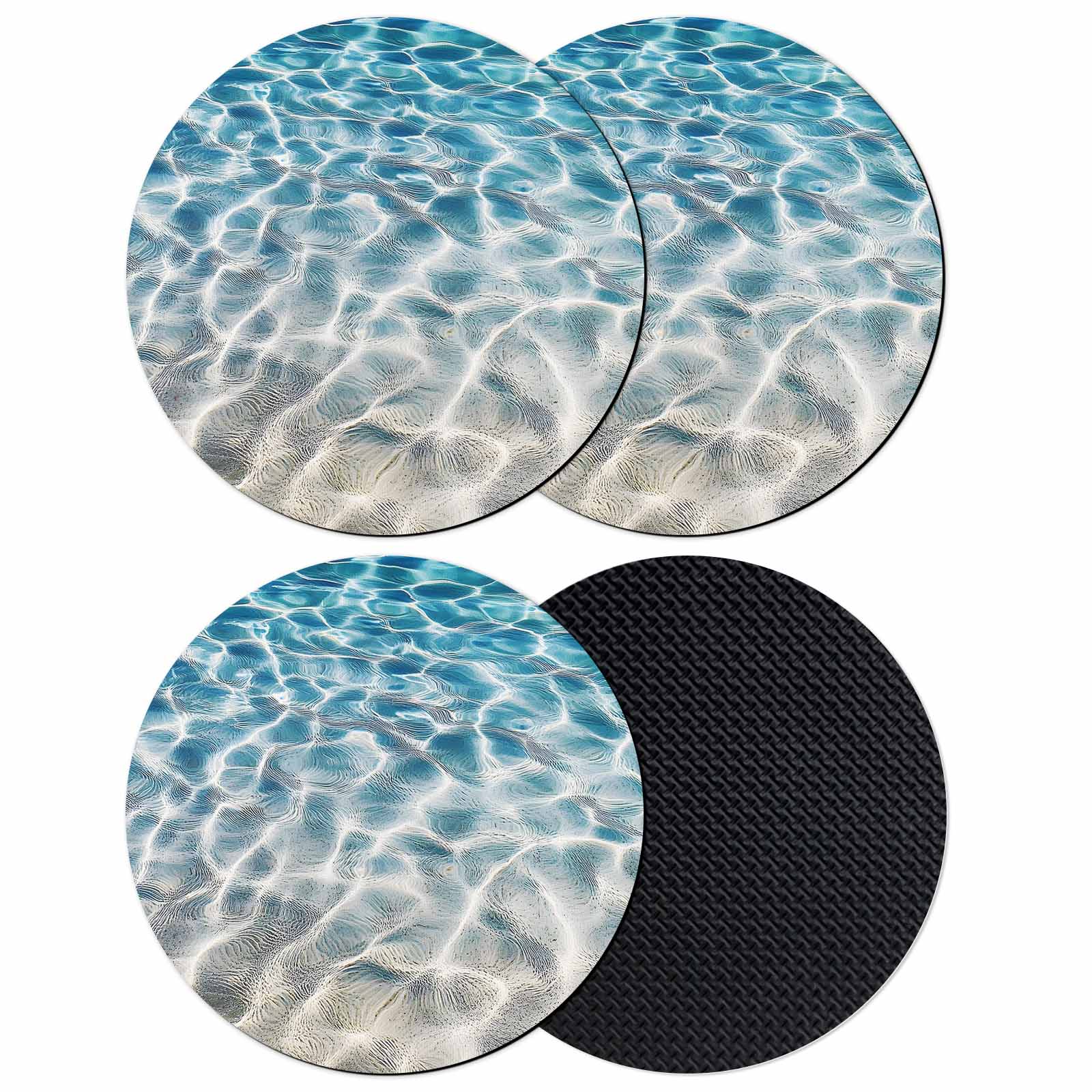 Pool Coasters Blue Coastal Ocean Coasters for Drinks,Absorbent Non Slip Rubber Drink ...